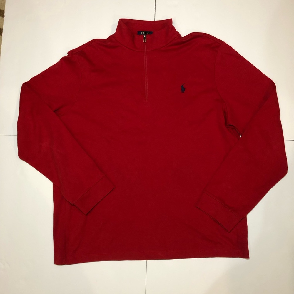 Polo Ralph Lauren Red Quarter Zip Long Sleeve Pullover Mens XL